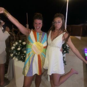 QUEEN OF SPARKLES Radiant Sunburst Mini Dress